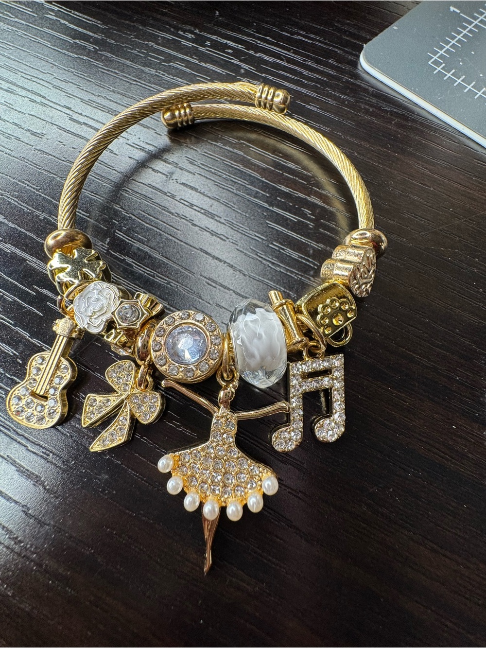 Gold Charm Bracelet with Musical & Ballerina Charms